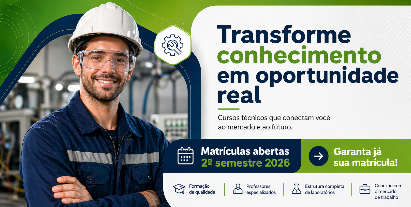 Banner de matrículas abertas para os cursos técnicos do Colégio Pentágono